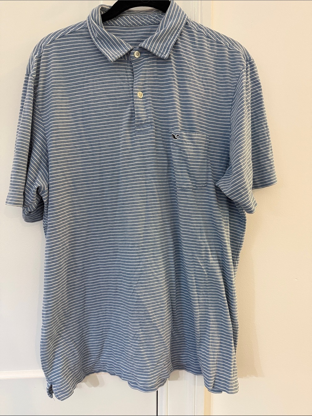 Men's Light Blue cotton Striped Polo Shirt